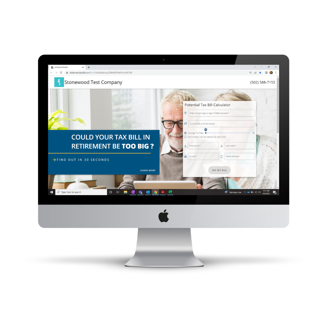 Retirement Tax Bill Desktop Mockup